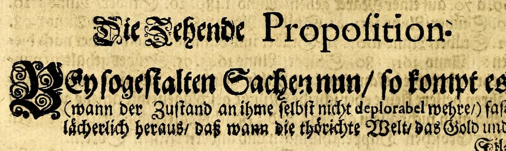 An illustration from Thesaurus mundi das ist Eine kurtze doch gründliche Anweisung, wo der Schatz der Welt in hundert und mehr Jahren hingekommen, : oder aber noch zum theil verborgen liegt, worauss nicht allein zu ersehen was die Ursache des jetzigen grossen Gelt-Mangels, sondern auch wie solches zu remediren und zu helffen sey., 1689, leaf 28
