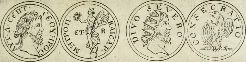 An illustration from Thesaurus numismatum e musaeo Caroli Patini, 1672, leaf 100