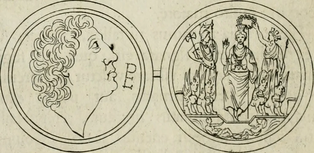An illustration from Thesaurus numismatum e musaeo Caroli Patini, 1672, leaf 119