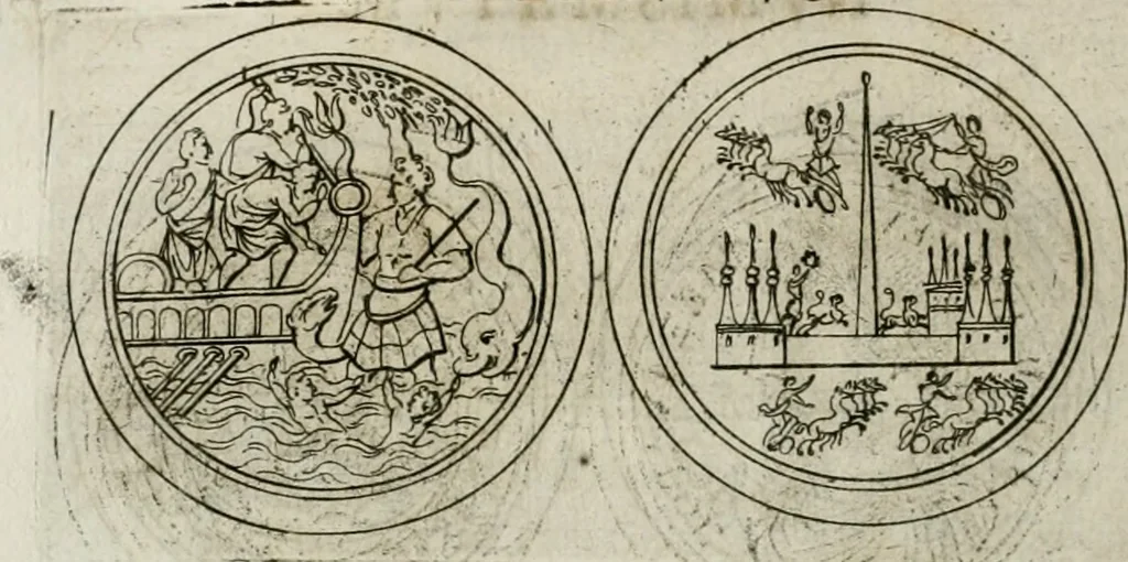 An illustration from Thesaurus numismatum e musaeo Caroli Patini, 1672, leaf 141