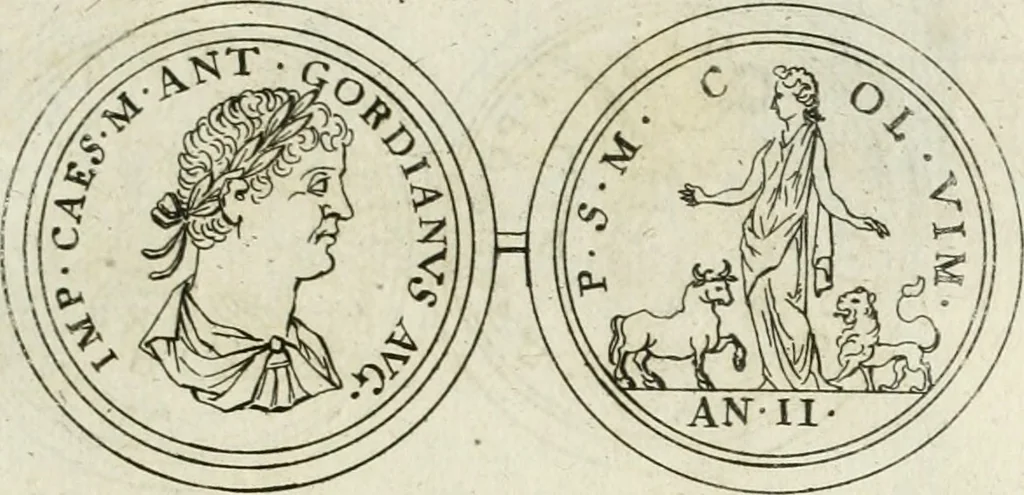 An illustration from Thesaurus numismatum e musaeo Caroli Patini, 1672, leaf 144