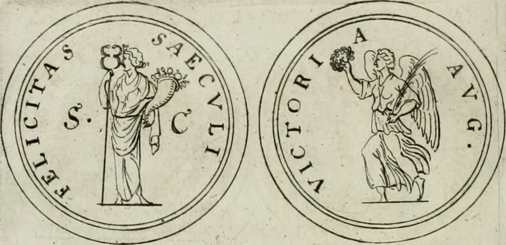 An illustration from Thesaurus numismatum e musaeo Caroli Patini, 1672, leaf 147