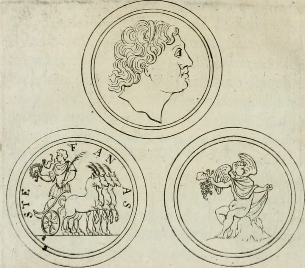 An illustration from Thesaurus numismatum e musaeo Caroli Patini, 1672, leaf 155