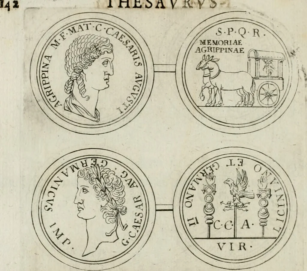An illustration from Thesaurus numismatum e musaeo Caroli Patini, 1672, leaf 161