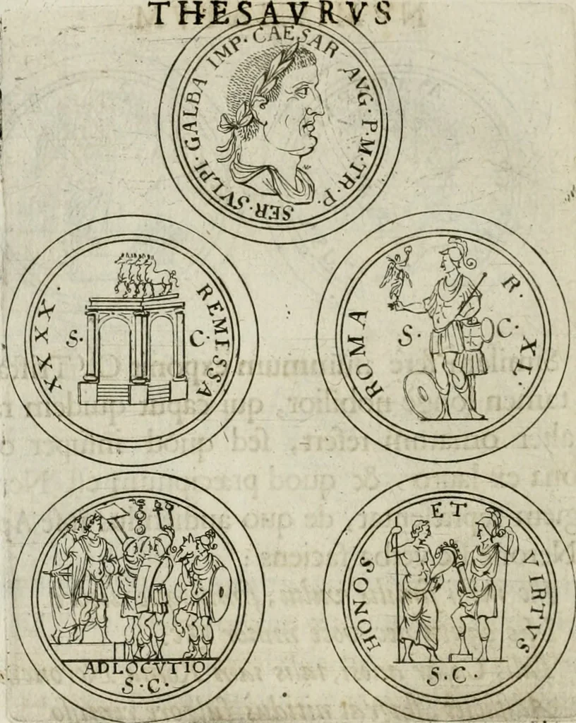 An illustration from Thesaurus numismatum e musaeo Caroli Patini, 1672, leaf 165