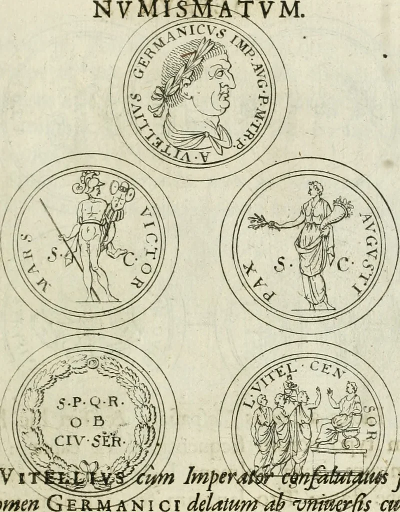 An illustration from Thesaurus numismatum e musaeo Caroli Patini, 1672, leaf 166