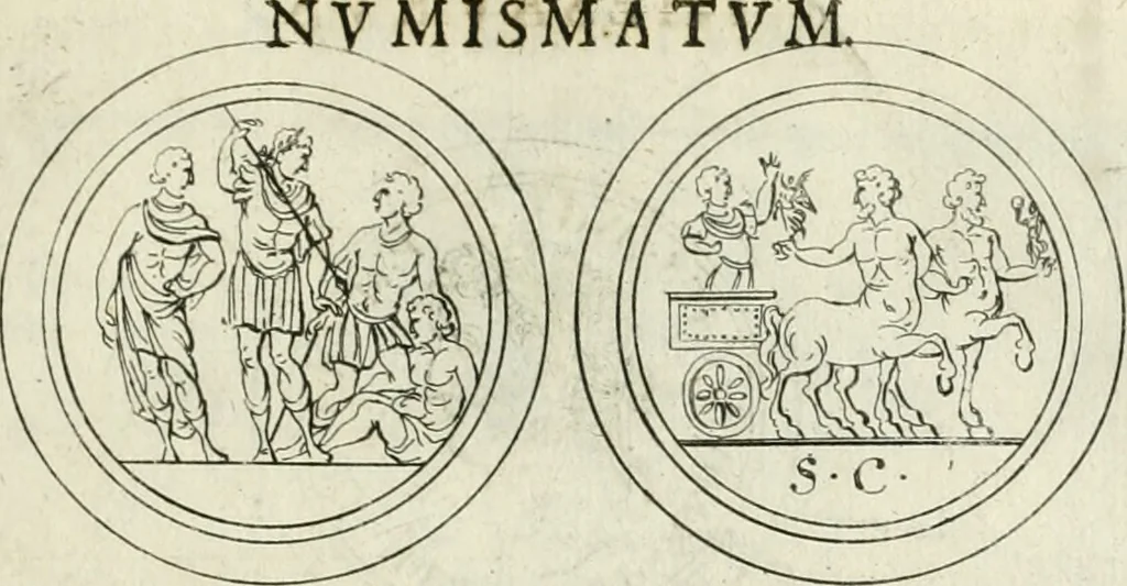 An illustration from Thesaurus numismatum e musaeo Caroli Patini, 1672, leaf 172
