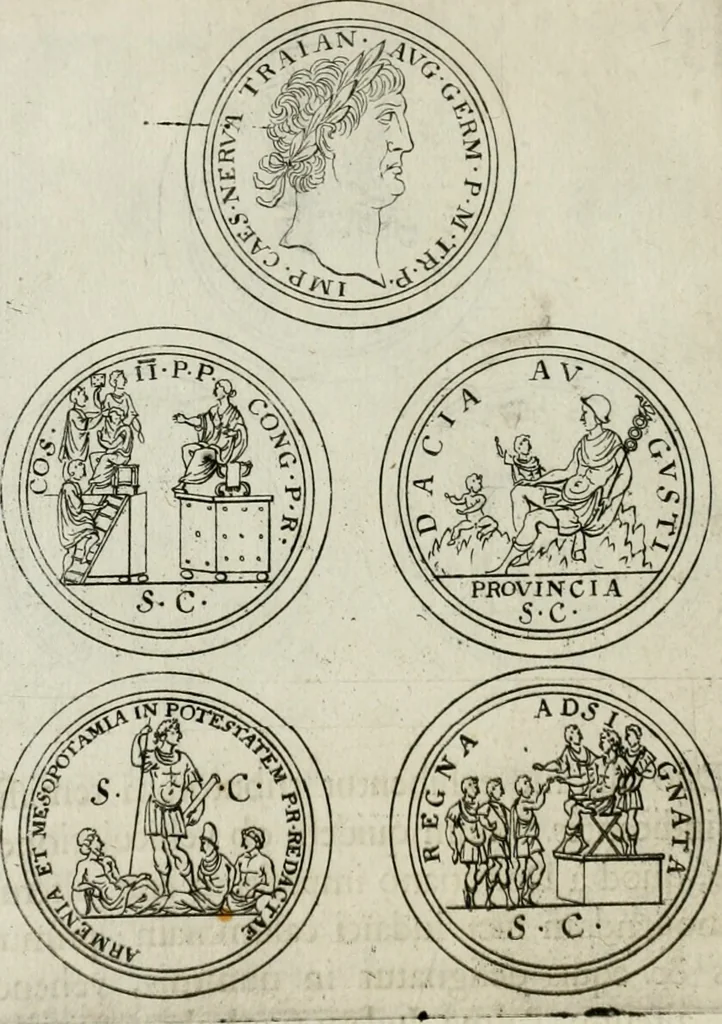 An illustration from Thesaurus numismatum e musaeo Caroli Patini, 1672, leaf 175