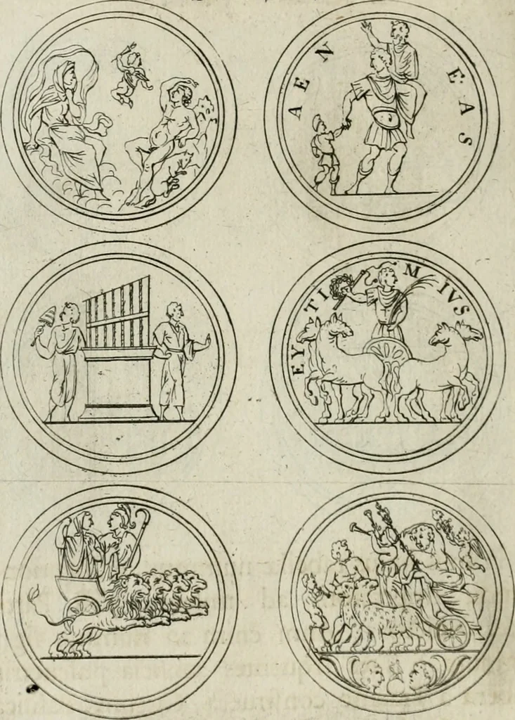 An illustration from Thesaurus numismatum e musaeo Caroli Patini, 1672, leaf 177