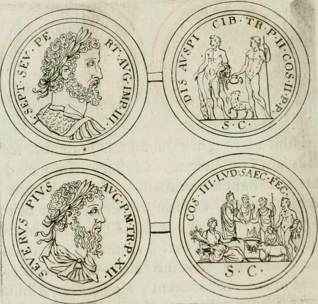 An illustration from Thesaurus numismatum e musaeo Caroli Patini, 1672, leaf 201