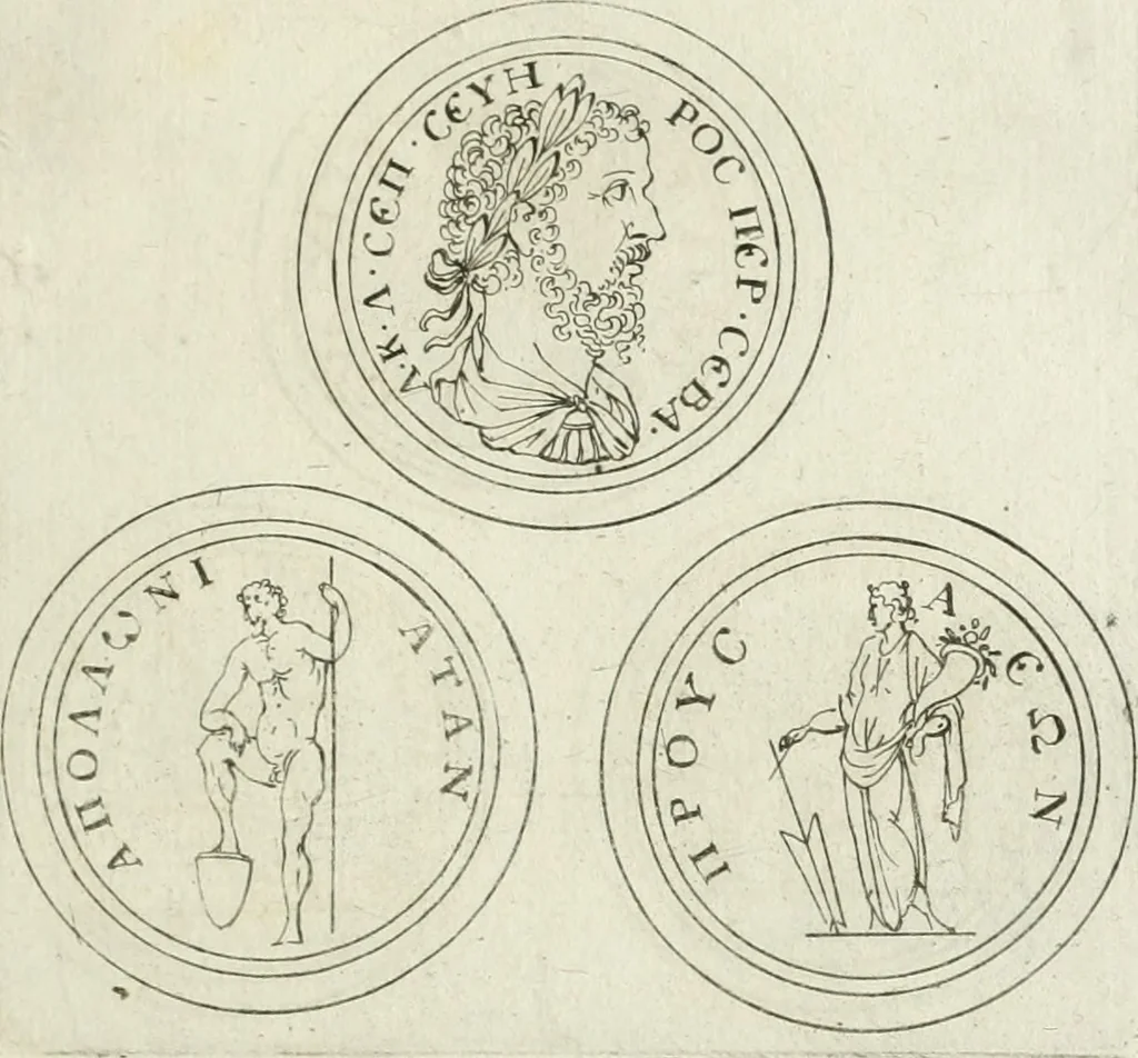 An illustration from Thesaurus numismatum e musaeo Caroli Patini, 1672, leaf 202