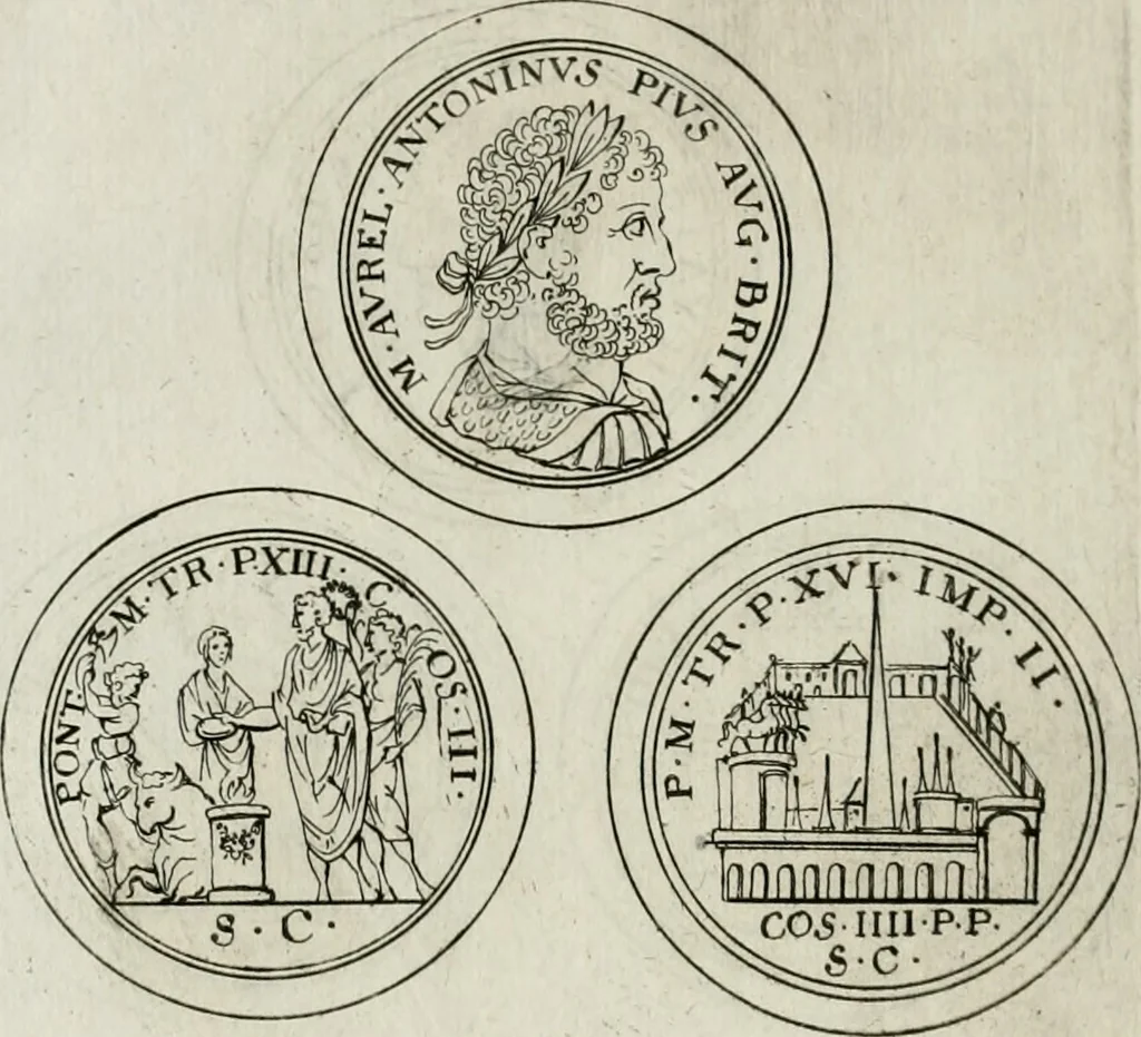 An illustration from Thesaurus numismatum e musaeo Caroli Patini, 1672, leaf 205