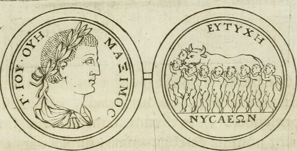 An illustration from Thesaurus numismatum e musaeo Caroli Patini, 1672, leaf 214
