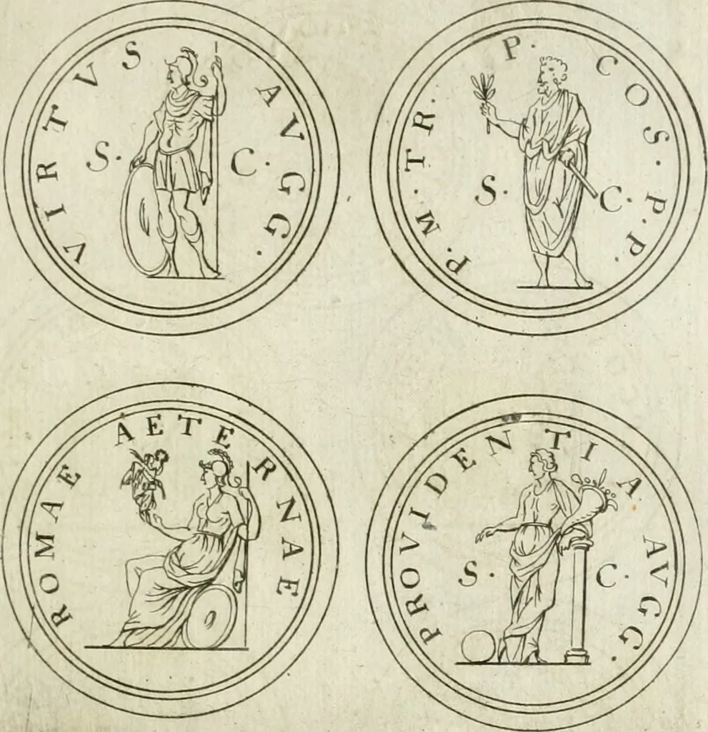 An illustration from Thesaurus numismatum e musaeo Caroli Patini, 1672, leaf 216