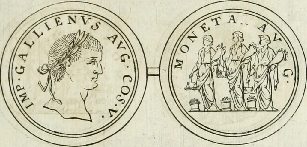 An illustration from Thesaurus numismatum e musaeo Caroli Patini, 1672, leaf 222