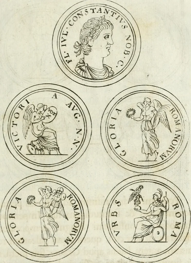 An illustration from Thesaurus numismatum e musaeo Caroli Patini, 1672, leaf 226