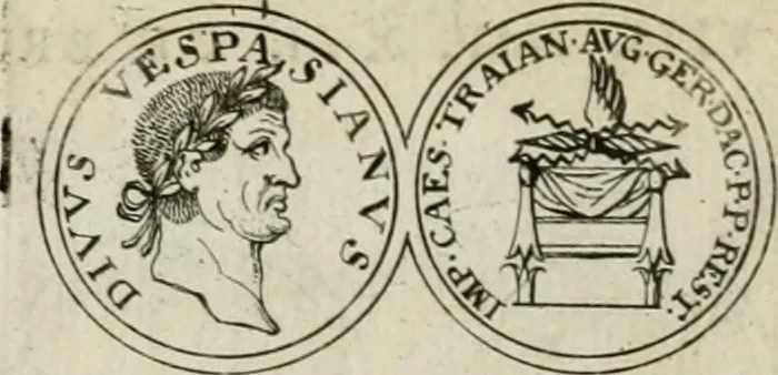 An illustration from Thesaurus numismatum e musaeo Caroli Patini, 1672, leaf 27