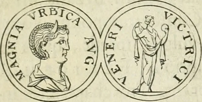 An illustration from Thesaurus numismatum e musaeo Caroli Patini, 1672, leaf 34