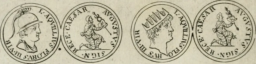 An illustration from Thesaurus numismatum e musaeo Caroli Patini, 1672, leaf 55