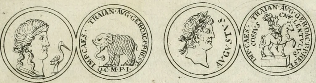 An illustration from Thesaurus numismatum e musaeo Caroli Patini, 1672, leaf 56