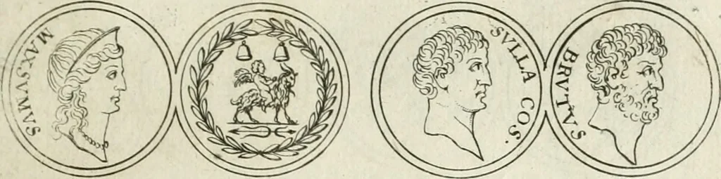 An illustration from Thesaurus numismatum e musaeo Caroli Patini, 1672, leaf 58