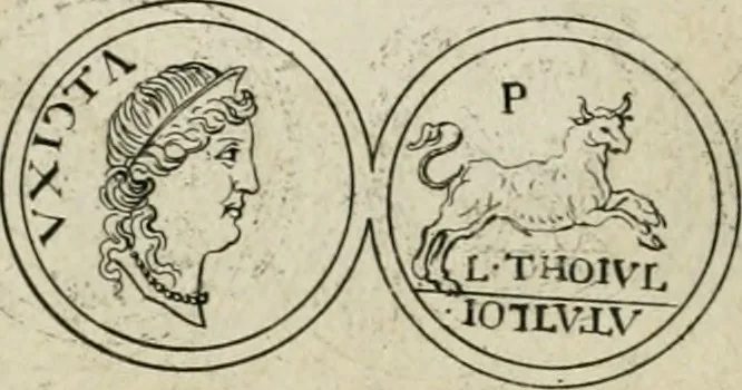 An illustration from Thesaurus numismatum e musaeo Caroli Patini, 1672, leaf 61