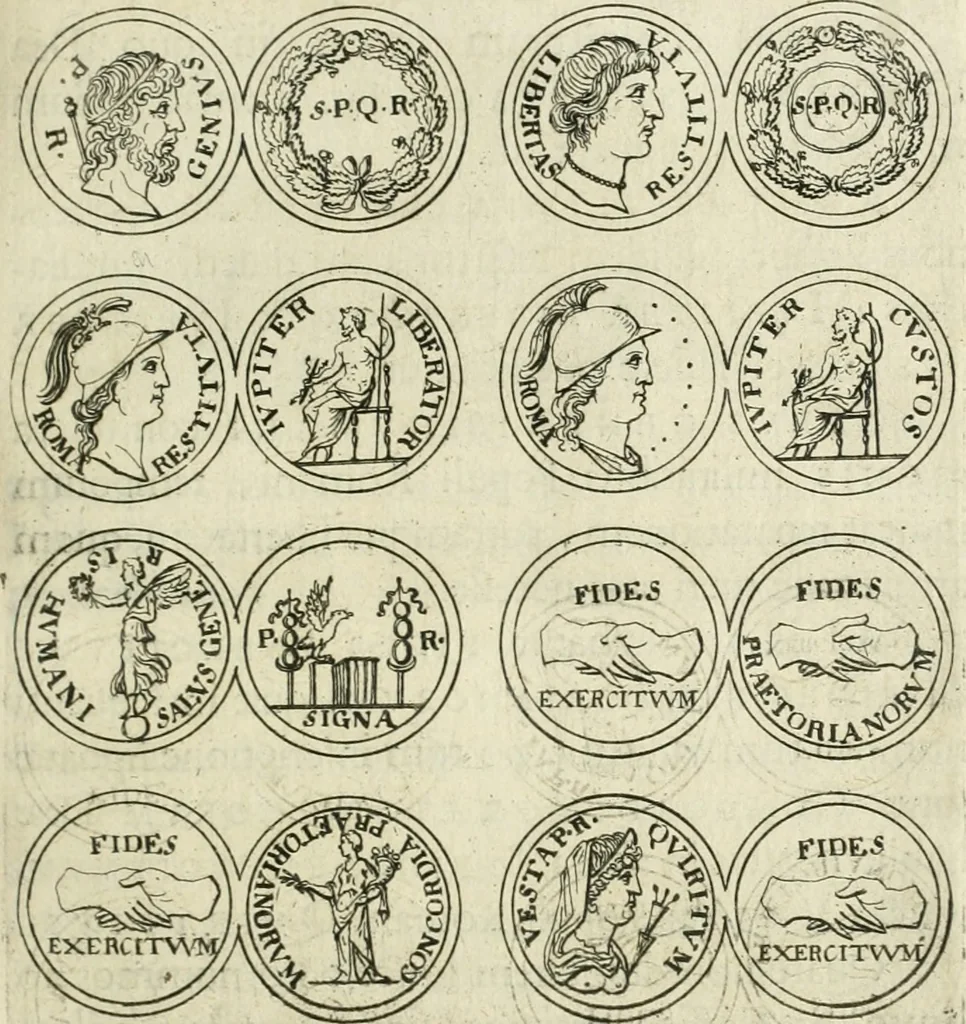 An illustration from Thesaurus numismatum e musaeo Caroli Patini, 1672, leaf 62