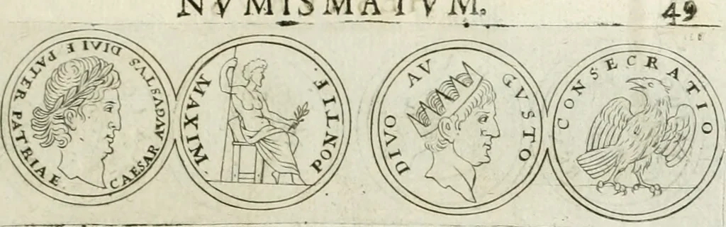 An illustration from Thesaurus numismatum e musaeo Caroli Patini, 1672, leaf 68