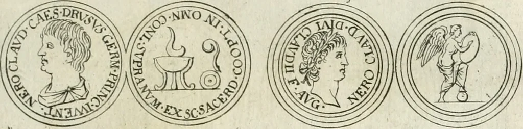 An illustration from Thesaurus numismatum e musaeo Caroli Patini, 1672, leaf 72