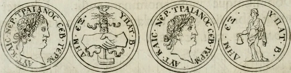 An illustration from Thesaurus numismatum e musaeo Caroli Patini, 1672, leaf 81