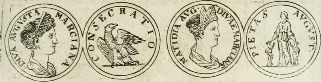 An illustration from Thesaurus numismatum e musaeo Caroli Patini, 1672, leaf 84