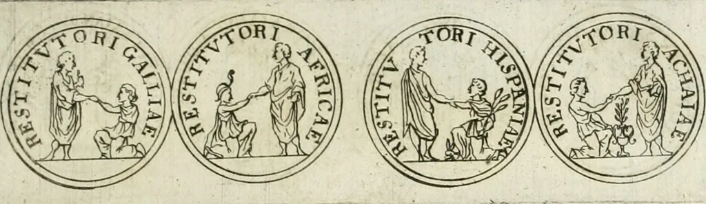 An illustration from Thesaurus numismatum e musaeo Caroli Patini, 1672, leaf 86