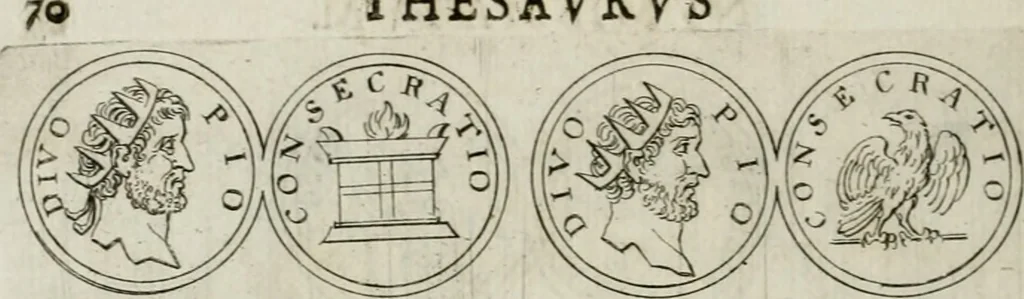 An illustration from Thesaurus numismatum e musaeo Caroli Patini, 1672, leaf 89