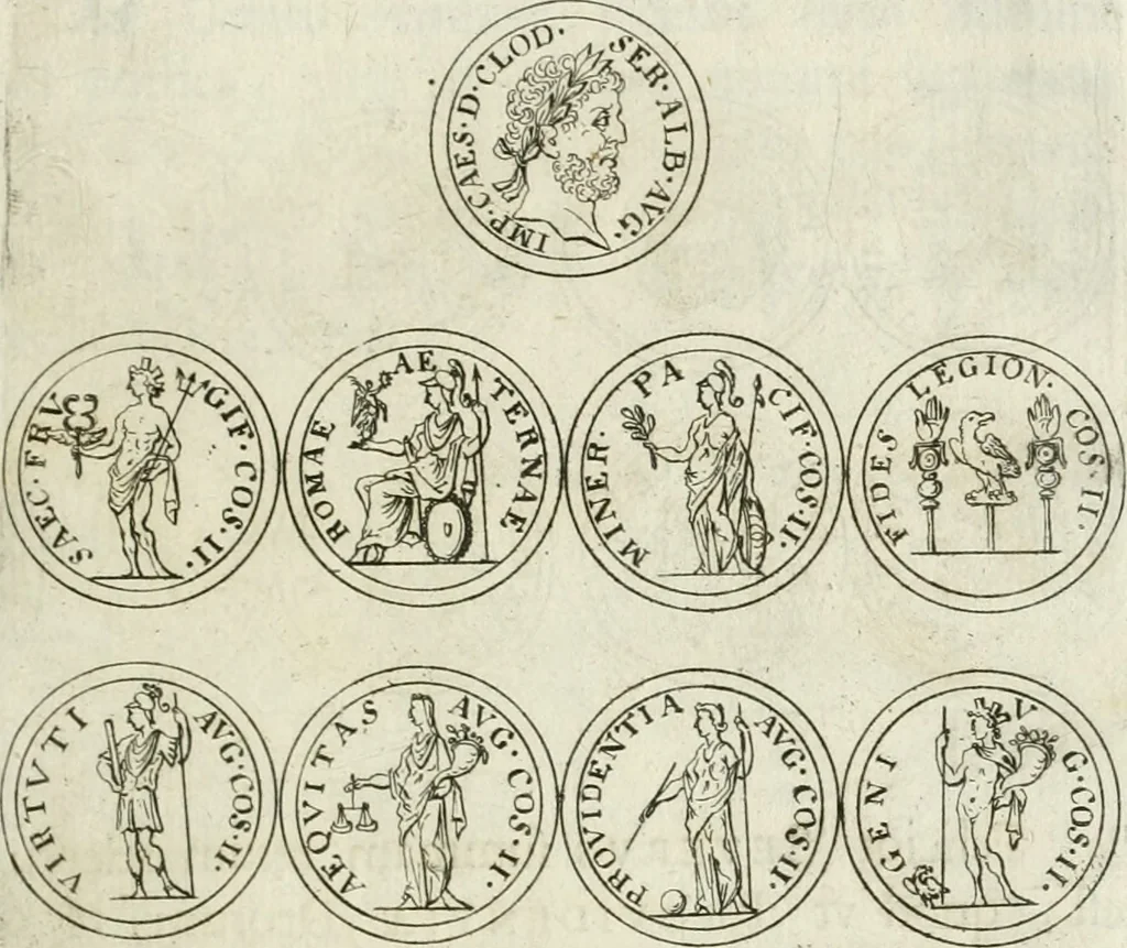 An illustration from Thesaurus numismatum e musaeo Caroli Patini, 1672, leaf 98
