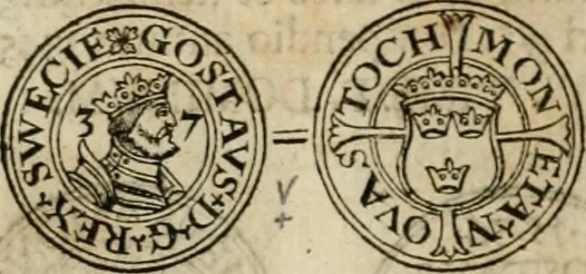An illustration from Thesaurus nummorum sueo-gothicorum : studio indefesso Eliae Brenneri L. annorum spatio collectus, secundum seriem temporum dispositus, atqve e tenebris, cum commentatione in apricum prolatus ; accessit ejusdem auctoris Libellus de nummophylaciis Sveciae: de scriptoribus rei nummariae svethicae, atque de thesauris, seu variis vetustorum nummorum cumulis, passim per Sveoniam fortuito casu repertis, 1731, leaf 115