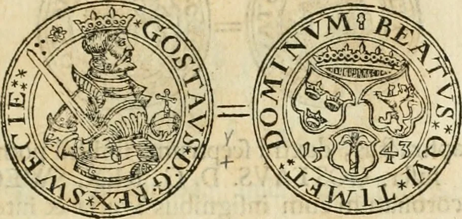 An illustration from Thesaurus nummorum sueo-gothicorum : studio indefesso Eliae Brenneri L. annorum spatio collectus, secundum seriem temporum dispositus, atqve e tenebris, cum commentatione in apricum prolatus ; accessit ejusdem auctoris Libellus de nummophylaciis Sveciae: de scriptoribus rei nummariae svethicae, atque de thesauris, seu variis vetustorum nummorum cumulis, passim per Sveoniam fortuito casu repertis, 1731, leaf 116