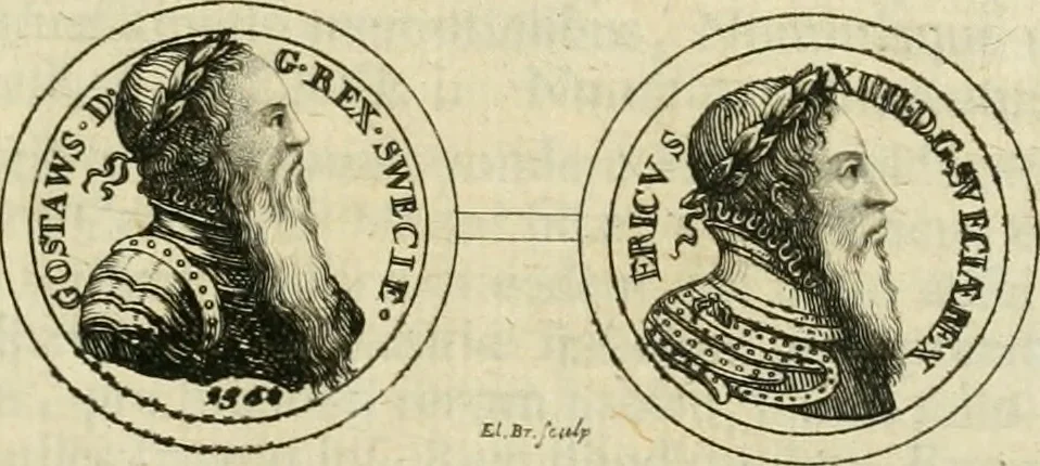 An illustration from Thesaurus nummorum sueo-gothicorum : studio indefesso Eliae Brenneri L. annorum spatio collectus, secundum seriem temporum dispositus, atqve e tenebris, cum commentatione in apricum prolatus ; accessit ejusdem auctoris Libellus de nummophylaciis Sveciae: de scriptoribus rei nummariae svethicae, atque de thesauris, seu variis vetustorum nummorum cumulis, passim per Sveoniam fortuito casu repertis, 1731, leaf 122