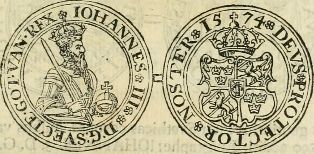 An illustration from Thesaurus nummorum sueo-gothicorum : studio indefesso Eliae Brenneri L. annorum spatio collectus, secundum seriem temporum dispositus, atqve e tenebris, cum commentatione in apricum prolatus ; accessit ejusdem auctoris Libellus de nummophylaciis Sveciae: de scriptoribus rei nummariae svethicae, atque de thesauris, seu variis vetustorum nummorum cumulis, passim per Sveoniam fortuito casu repertis, 1731, leaf 150