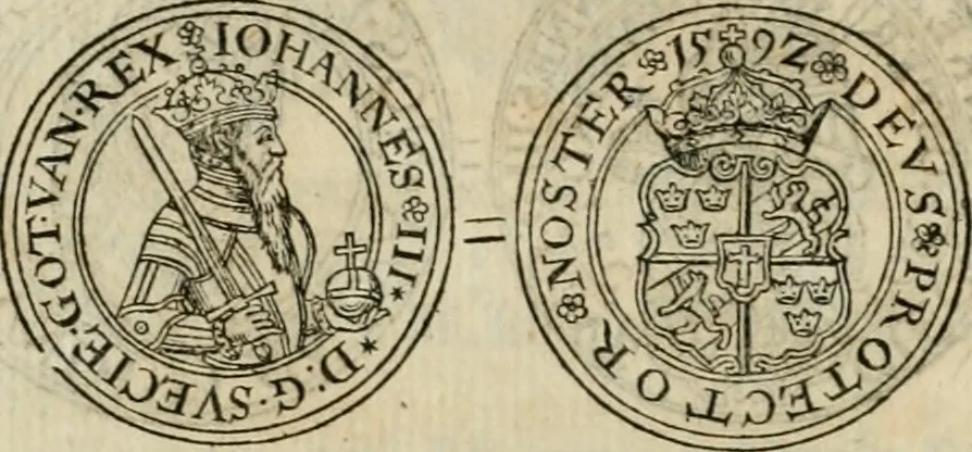 An illustration from Thesaurus nummorum sueo-gothicorum : studio indefesso Eliae Brenneri L. annorum spatio collectus, secundum seriem temporum dispositus, atqve e tenebris, cum commentatione in apricum prolatus ; accessit ejusdem auctoris Libellus de nummophylaciis Sveciae: de scriptoribus rei nummariae svethicae, atque de thesauris, seu variis vetustorum nummorum cumulis, passim per Sveoniam fortuito casu repertis, 1731, leaf 151
