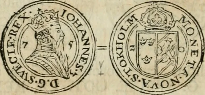 An illustration from Thesaurus nummorum sueo-gothicorum : studio indefesso Eliae Brenneri L. annorum spatio collectus, secundum seriem temporum dispositus, atqve e tenebris, cum commentatione in apricum prolatus ; accessit ejusdem auctoris Libellus de nummophylaciis Sveciae: de scriptoribus rei nummariae svethicae, atque de thesauris, seu variis vetustorum nummorum cumulis, passim per Sveoniam fortuito casu repertis, 1731, leaf 155