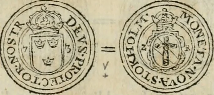 An illustration from Thesaurus nummorum sueo-gothicorum : studio indefesso Eliae Brenneri L. annorum spatio collectus, secundum seriem temporum dispositus, atqve e tenebris, cum commentatione in apricum prolatus ; accessit ejusdem auctoris Libellus de nummophylaciis Sveciae: de scriptoribus rei nummariae svethicae, atque de thesauris, seu variis vetustorum nummorum cumulis, passim per Sveoniam fortuito casu repertis, 1731, leaf 155