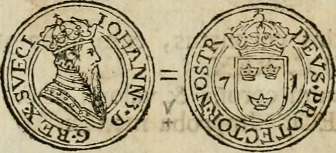 An illustration from Thesaurus nummorum sueo-gothicorum : studio indefesso Eliae Brenneri L. annorum spatio collectus, secundum seriem temporum dispositus, atqve e tenebris, cum commentatione in apricum prolatus ; accessit ejusdem auctoris Libellus de nummophylaciis Sveciae: de scriptoribus rei nummariae svethicae, atque de thesauris, seu variis vetustorum nummorum cumulis, passim per Sveoniam fortuito casu repertis, 1731, leaf 157