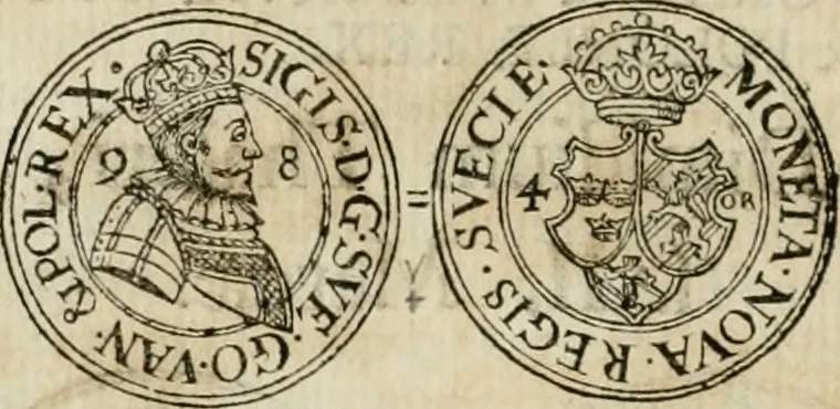 An illustration from Thesaurus nummorum sueo-gothicorum : studio indefesso Eliae Brenneri L. annorum spatio collectus, secundum seriem temporum dispositus, atqve e tenebris, cum commentatione in apricum prolatus ; accessit ejusdem auctoris Libellus de nummophylaciis Sveciae: de scriptoribus rei nummariae svethicae, atque de thesauris, seu variis vetustorum nummorum cumulis, passim per Sveoniam fortuito casu repertis, 1731, leaf 167