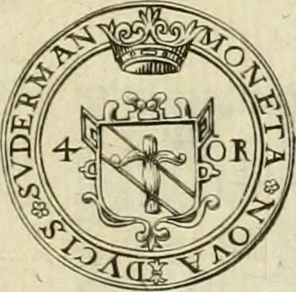 An illustration from Thesaurus nummorum sueo-gothicorum : studio indefesso Eliae Brenneri L. annorum spatio collectus, secundum seriem temporum dispositus, atqve e tenebris, cum commentatione in apricum prolatus ; accessit ejusdem auctoris Libellus de nummophylaciis Sveciae: de scriptoribus rei nummariae svethicae, atque de thesauris, seu variis vetustorum nummorum cumulis, passim per Sveoniam fortuito casu repertis, 1731, leaf 176
