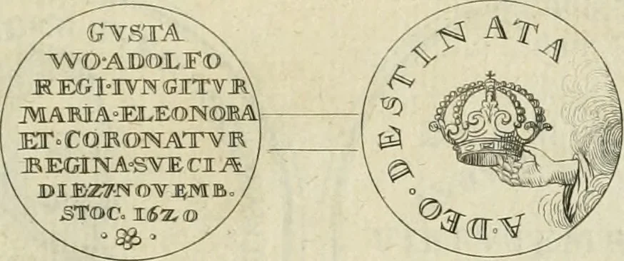 An illustration from Thesaurus nummorum sueo-gothicorum : studio indefesso Eliae Brenneri L. annorum spatio collectus, secundum seriem temporum dispositus, atqve e tenebris, cum commentatione in apricum prolatus ; accessit ejusdem auctoris Libellus de nummophylaciis Sveciae: de scriptoribus rei nummariae svethicae, atque de thesauris, seu variis vetustorum nummorum cumulis, passim per Sveoniam fortuito casu repertis, 1731, leaf 214