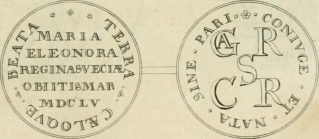 An illustration from Thesaurus nummorum sueo-gothicorum : studio indefesso Eliae Brenneri L. annorum spatio collectus, secundum seriem temporum dispositus, atqve e tenebris, cum commentatione in apricum prolatus ; accessit ejusdem auctoris Libellus de nummophylaciis Sveciae: de scriptoribus rei nummariae svethicae, atque de thesauris, seu variis vetustorum nummorum cumulis, passim per Sveoniam fortuito casu repertis, 1731, leaf 214