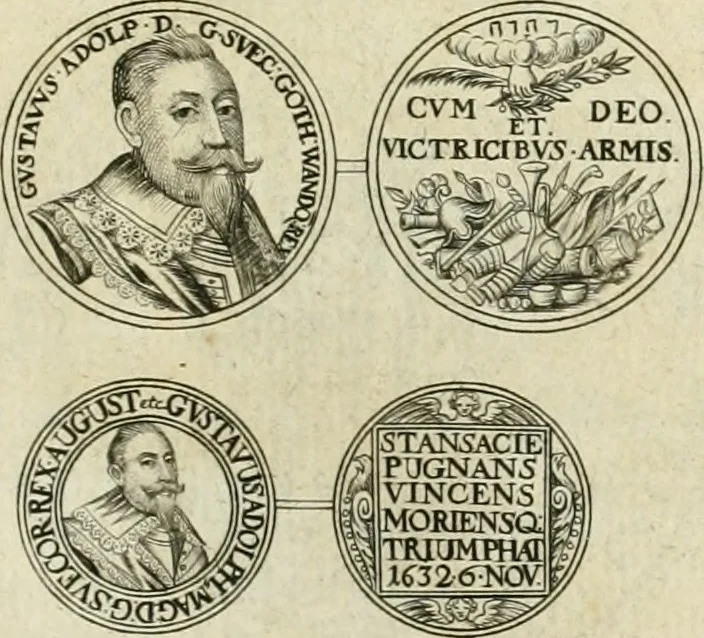 An illustration from Thesaurus nummorum sueo-gothicorum : studio indefesso Eliae Brenneri L. annorum spatio collectus, secundum seriem temporum dispositus, atqve e tenebris, cum commentatione in apricum prolatus ; accessit ejusdem auctoris Libellus de nummophylaciis Sveciae: de scriptoribus rei nummariae svethicae, atque de thesauris, seu variis vetustorum nummorum cumulis, passim per Sveoniam fortuito casu repertis, 1731, leaf 222