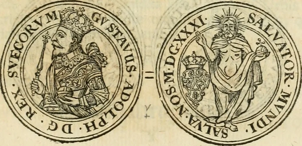 An illustration from Thesaurus nummorum sueo-gothicorum : studio indefesso Eliae Brenneri L. annorum spatio collectus, secundum seriem temporum dispositus, atqve e tenebris, cum commentatione in apricum prolatus ; accessit ejusdem auctoris Libellus de nummophylaciis Sveciae: de scriptoribus rei nummariae svethicae, atque de thesauris, seu variis vetustorum nummorum cumulis, passim per Sveoniam fortuito casu repertis, 1731, leaf 256