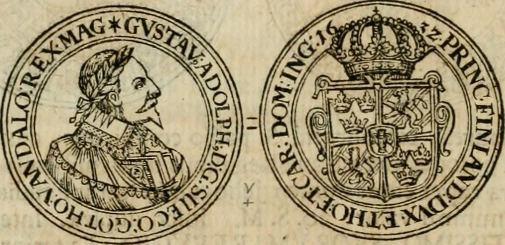 An illustration from Thesaurus nummorum sueo-gothicorum : studio indefesso Eliae Brenneri L. annorum spatio collectus, secundum seriem temporum dispositus, atqve e tenebris, cum commentatione in apricum prolatus ; accessit ejusdem auctoris Libellus de nummophylaciis Sveciae: de scriptoribus rei nummariae svethicae, atque de thesauris, seu variis vetustorum nummorum cumulis, passim per Sveoniam fortuito casu repertis, 1731, leaf 257