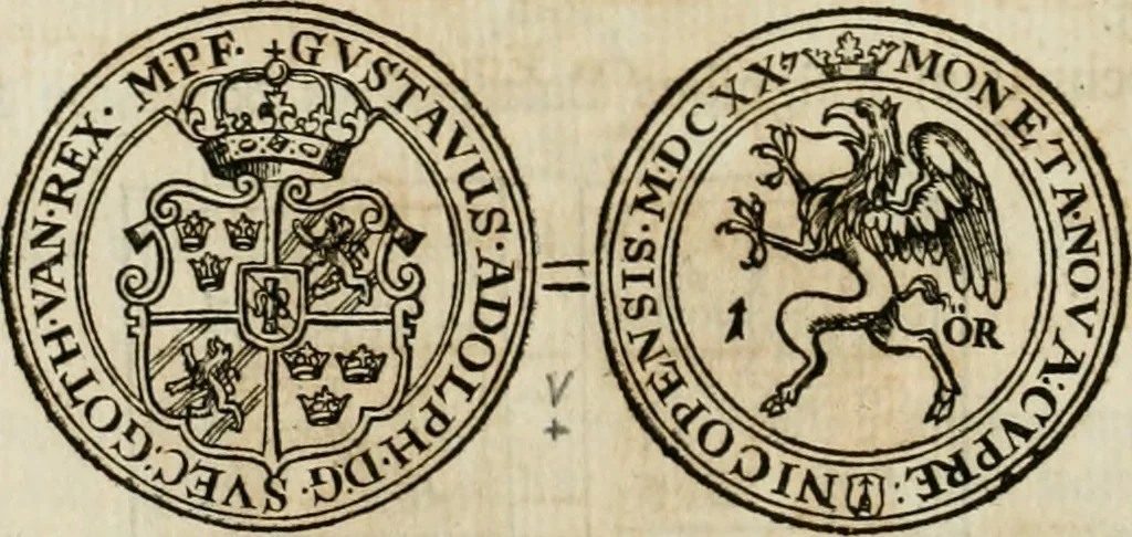 An illustration from Thesaurus nummorum sueo-gothicorum : studio indefesso Eliae Brenneri L. annorum spatio collectus, secundum seriem temporum dispositus, atqve e tenebris, cum commentatione in apricum prolatus ; accessit ejusdem auctoris Libellus de nummophylaciis Sveciae: de scriptoribus rei nummariae svethicae, atque de thesauris, seu variis vetustorum nummorum cumulis, passim per Sveoniam fortuito casu repertis, 1731, leaf 267